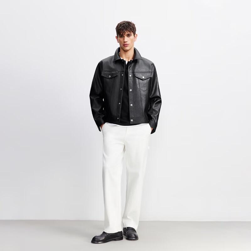 JACK&JONES Men's Classic PU Lapel Jacket