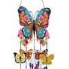Double Sided Flower Butterflies Diamond Painting Wind Chimes DIY Rhinestones Wind Chime Kit for Garden Window Decor
