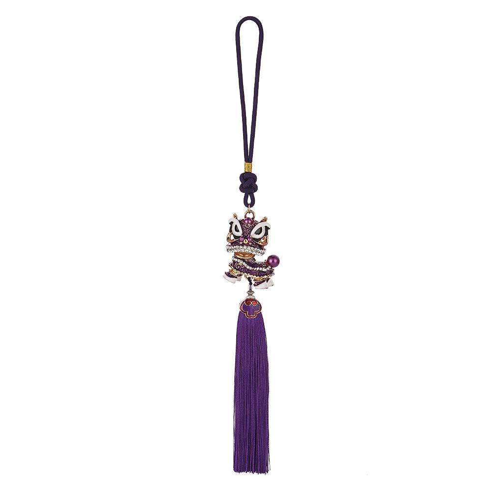 Chinese Knot Lion Dance Car Pendant - Interior Ornament & Safety Charm with Tassel