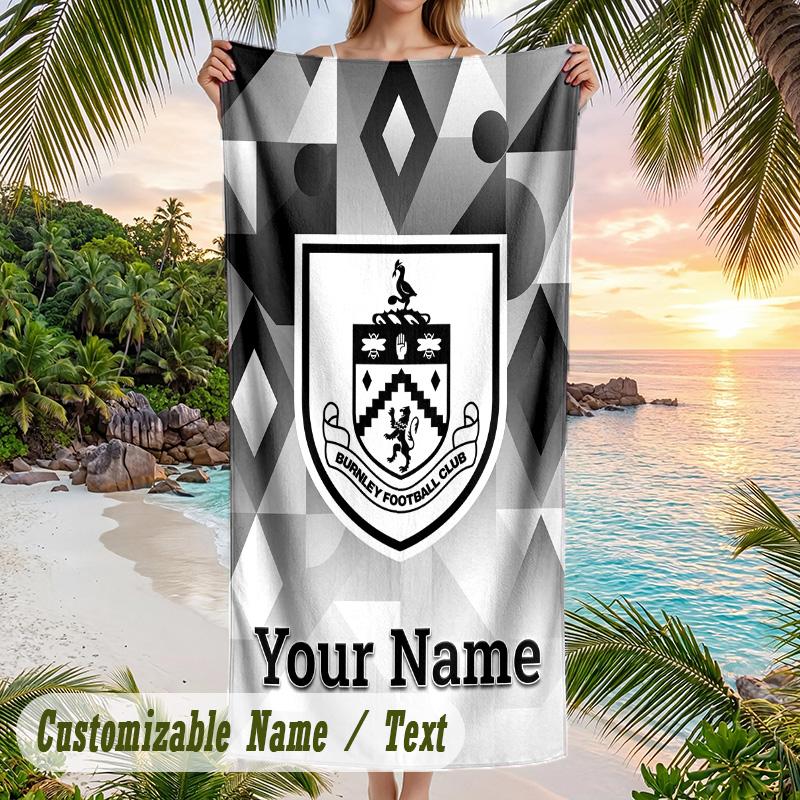 Beach Towel Burnley Football Print Custom Name Text Soft Towel for Swimming Pool