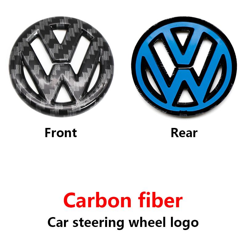 hijk1 ABS Carbon Fiber Pattern Car Logo Steering Wheel Decoration Sticker Accessories For VW R Gti Line Passat Golf 5 6 Polo Scirocco