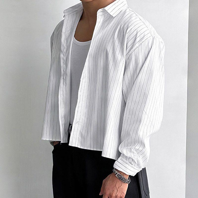 Cross-Border Amazon 2025 Autumn New European and American Men's Long-Sleeved Striped Shirt Casual Versatile Base Shirt