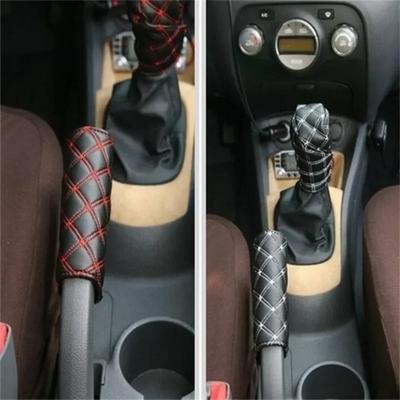 2-piece Car Handbrake Gear Shift Cover Kits Hand Brake Cover Sleeve Car Accessories