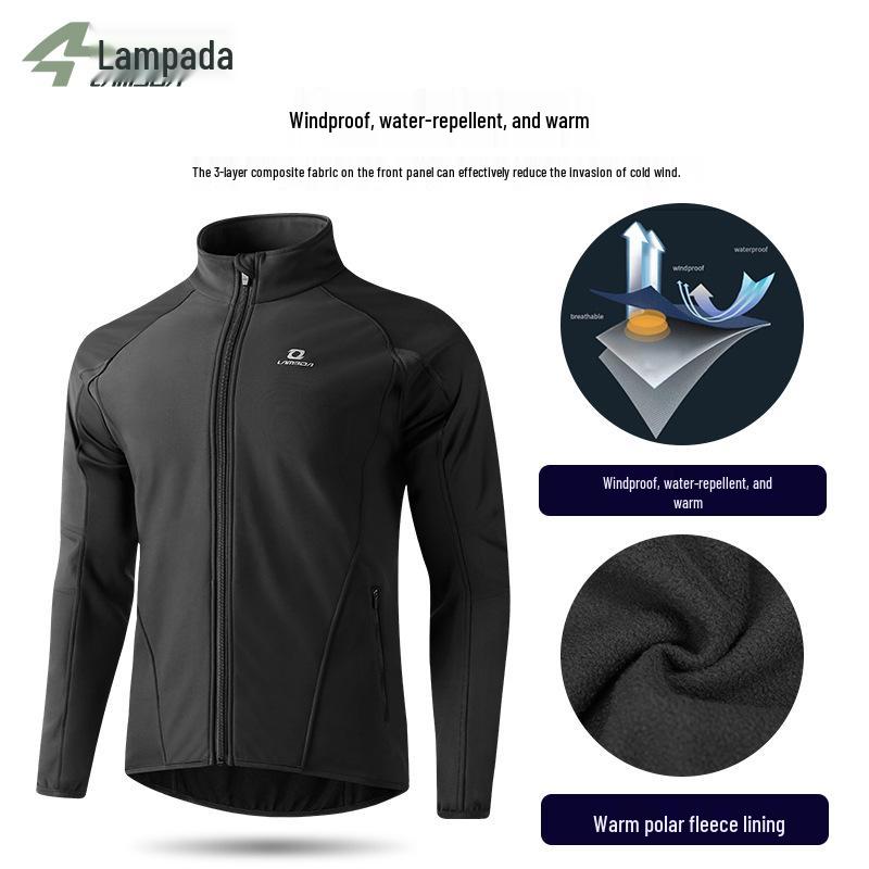 Lampa Men's Windproof Fleece Cycling Jacket - Autumn/Winter Outdoor Road Bike Jersey