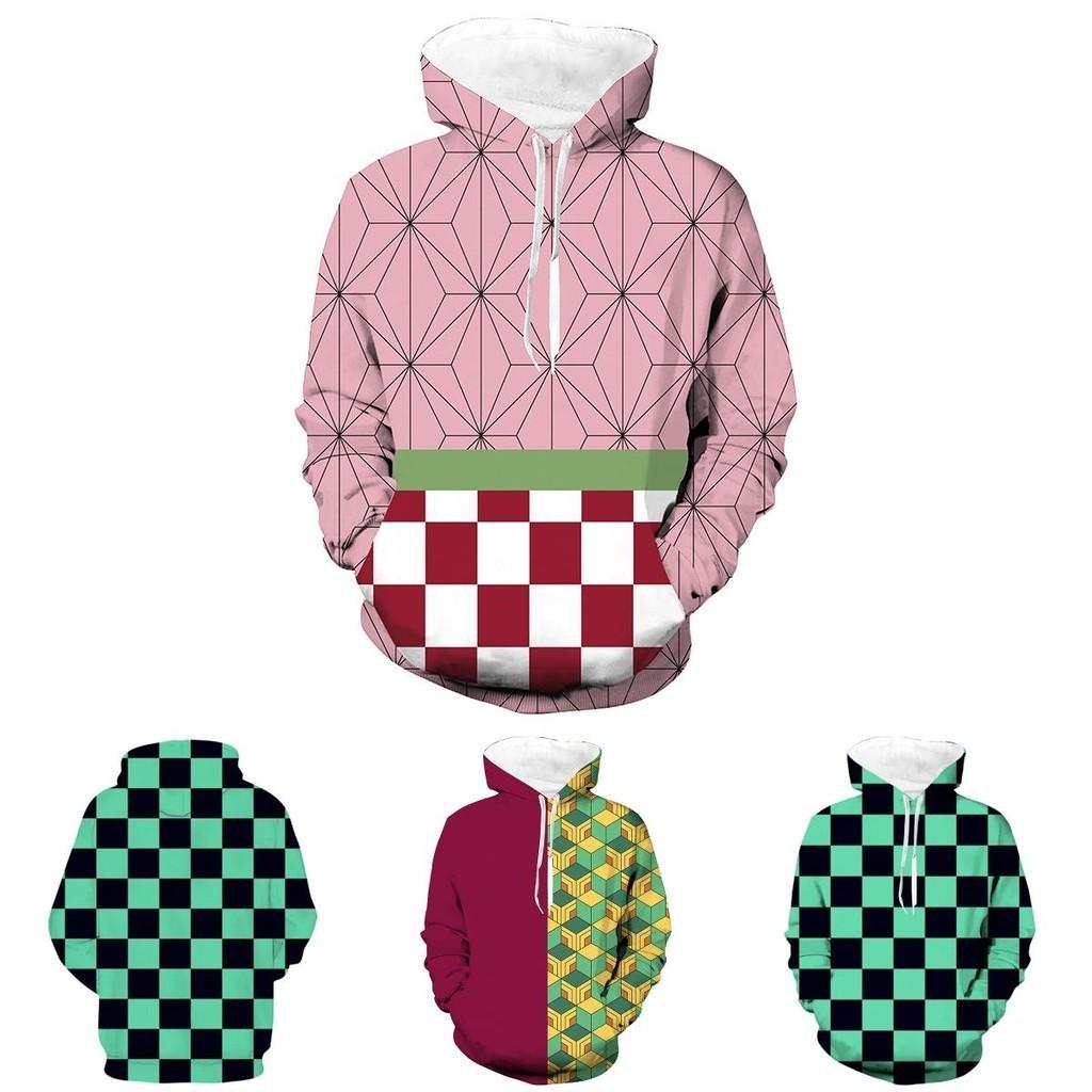 Felpa con Cappuccio 3D Stampata Demon Slayer Kimetsu No Yaiba Maglione Pullover Accogliente Cappotto