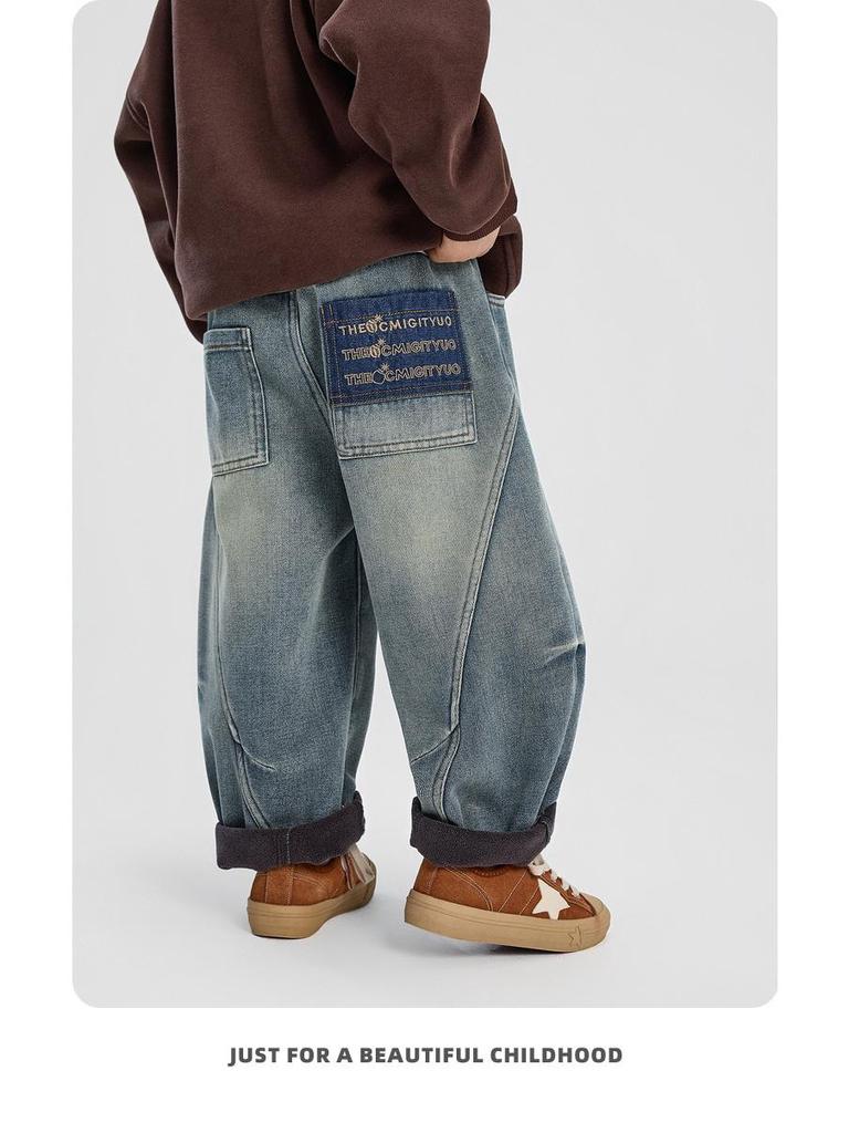 Boys' Fleece-Lined Jeans: Winter 2025 Style for Kids - Thick, Warm, and Stylish Long Pants