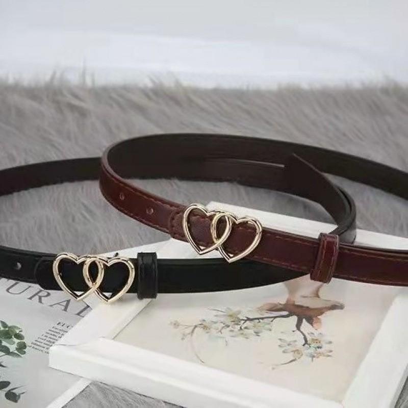 Pu Heart Trendy And Butterfly Buckle Womens Belt Fashionable Accessory For School And Work