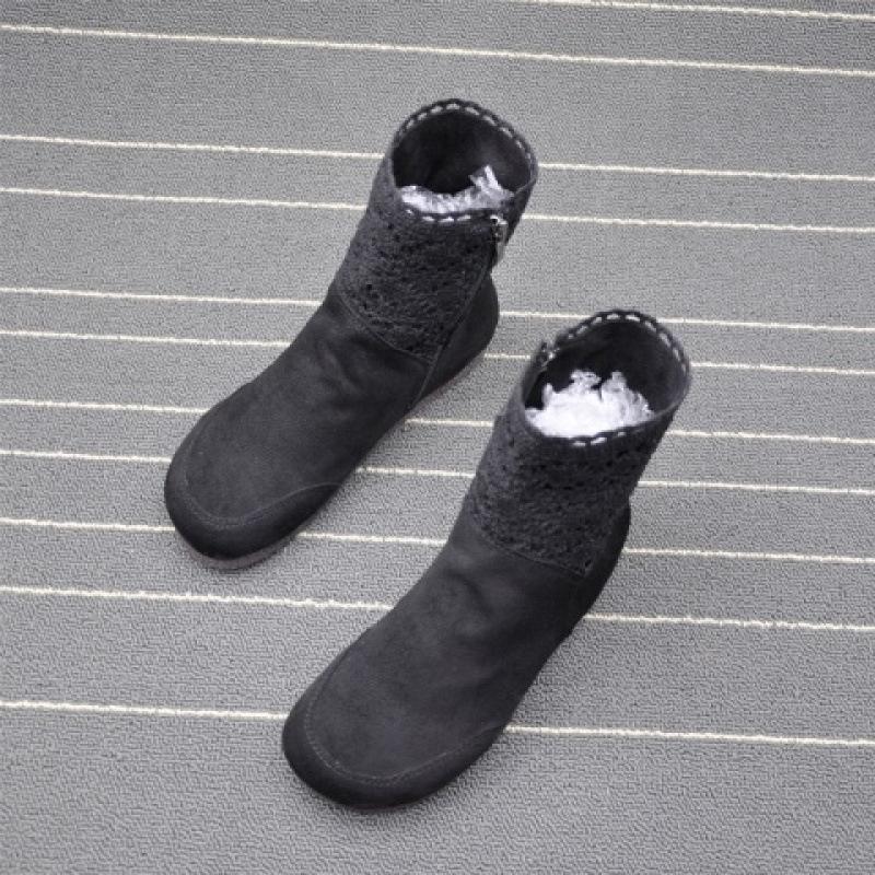 2025 New Autumn Mori Women's Flat-bottomed Martin Boots Women's High-top Retro Short Boots Side Zipper Hollow Tube Women's Boots Tide