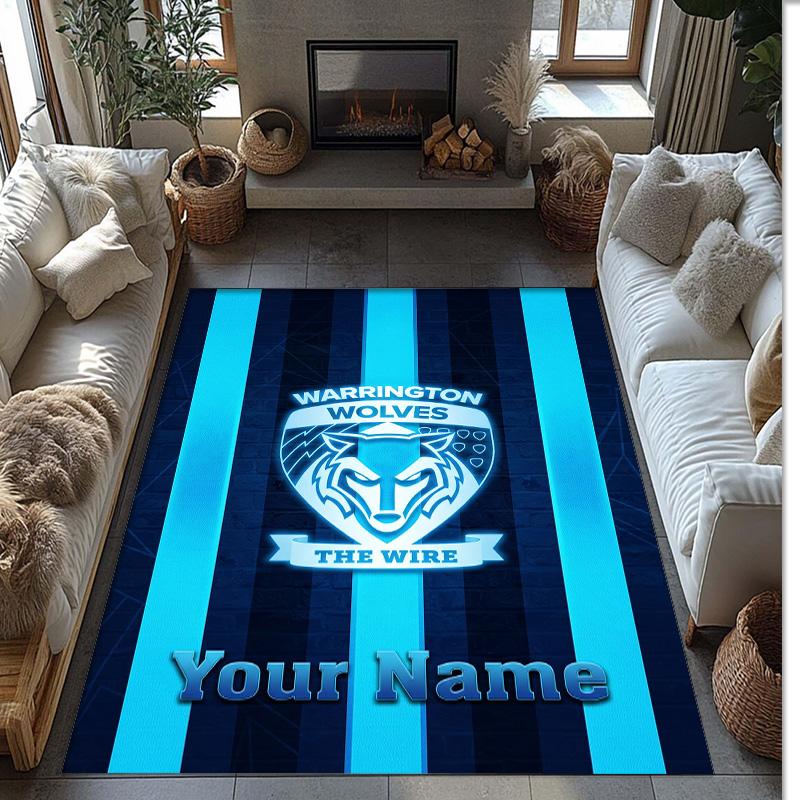 Tappeto in Velluto di Cristallo Stampato Warrington Wolves FC Tappeto Antiscivolo in Velluto di Cristallo Per Divano Camera da Letto Decorazione Interna per la Casa
