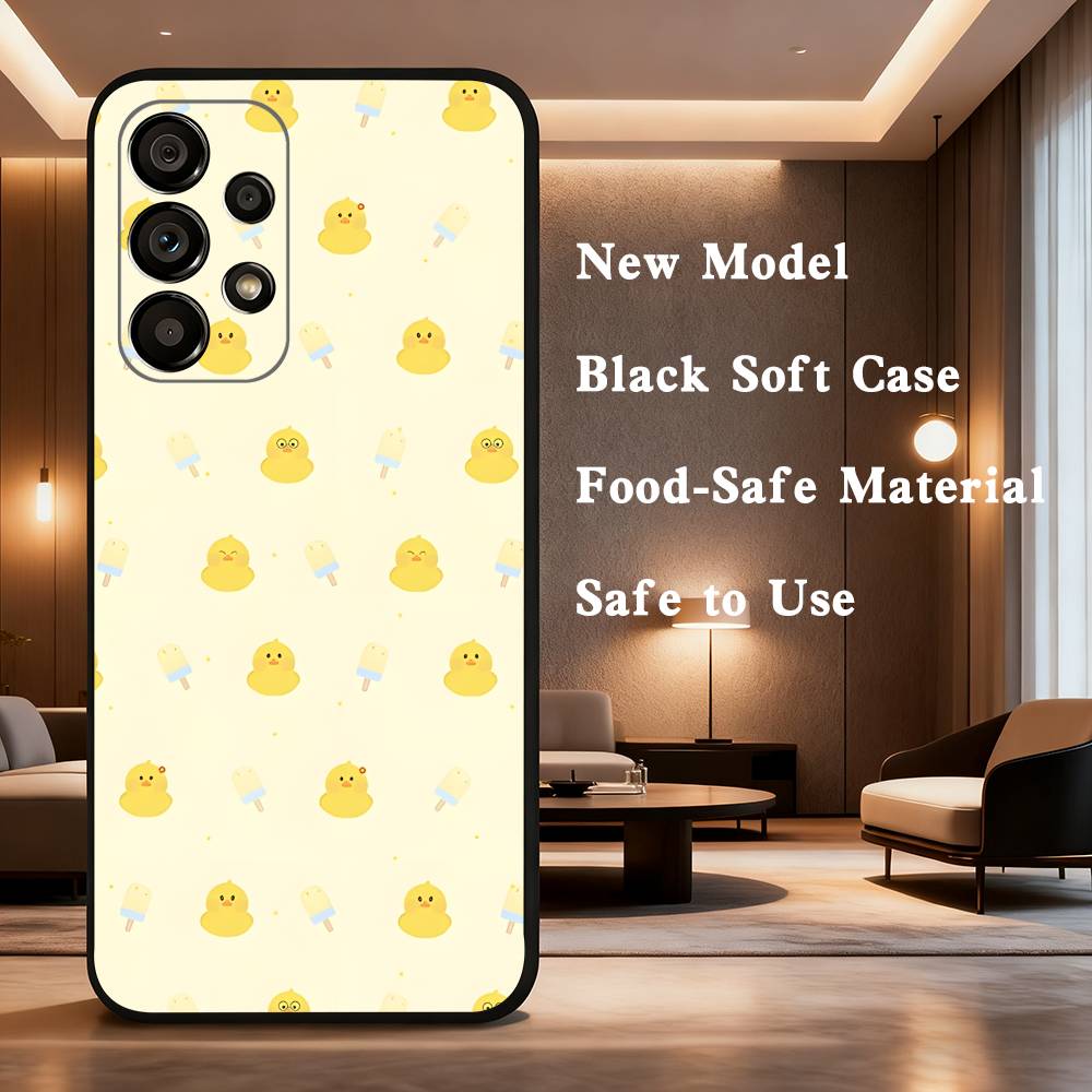 Cute Little Yellow Duck Case For Samsung Galaxy A73,52,71,53,32,72,41,J7,22,Note,31,8,9,Soft Black Silicone Cover