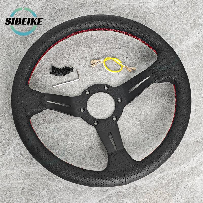 13inch JDM Universal Leather Steering Wheel Modified Car Sports Racing Steering Wheel
