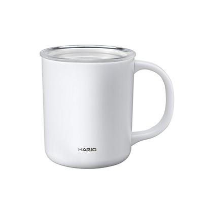 Keramikbeschichteter doppelwandiger vakuumisolierter Becher, Weiß, 350 ml, mit Deckel, CMG-350-W