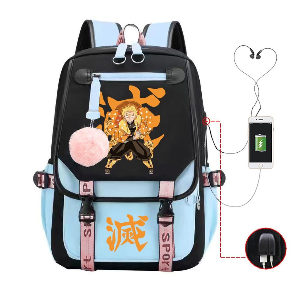 Ghost Extermination Surrounding Day Trend Backpack Large Capacity Student Schoolbag Multi-functional Leisure Outdoor Bag