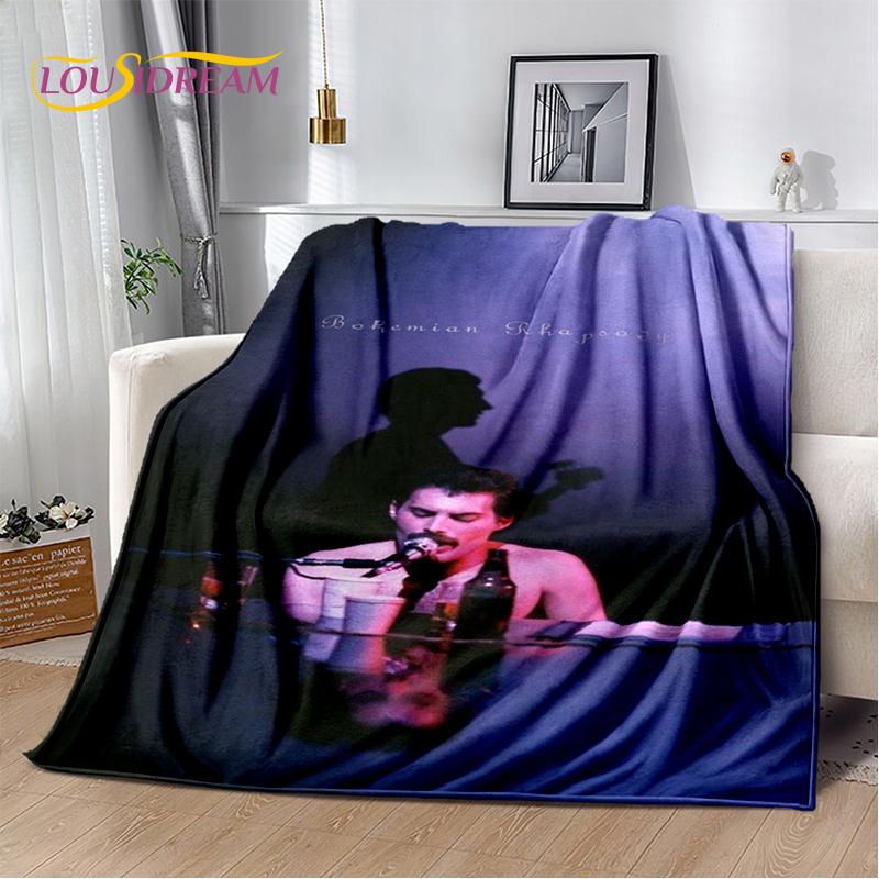 2025 Classics Queen-Rock-Band Freddie Blanket,Soft Throw Blanket for Home Bedroom Bed Sofa Picnic Travel Office Cover Gifts Kids