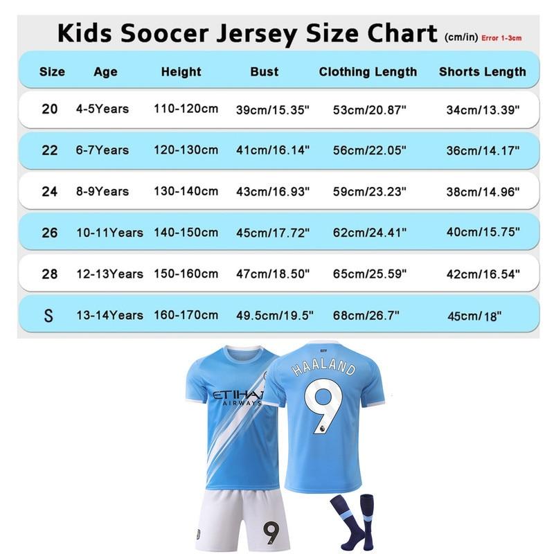 Manchester City Haaland No. 9 Youth Soccer Jersey 25/26 Season Breathable Polyester Sports T-Shirt Blue