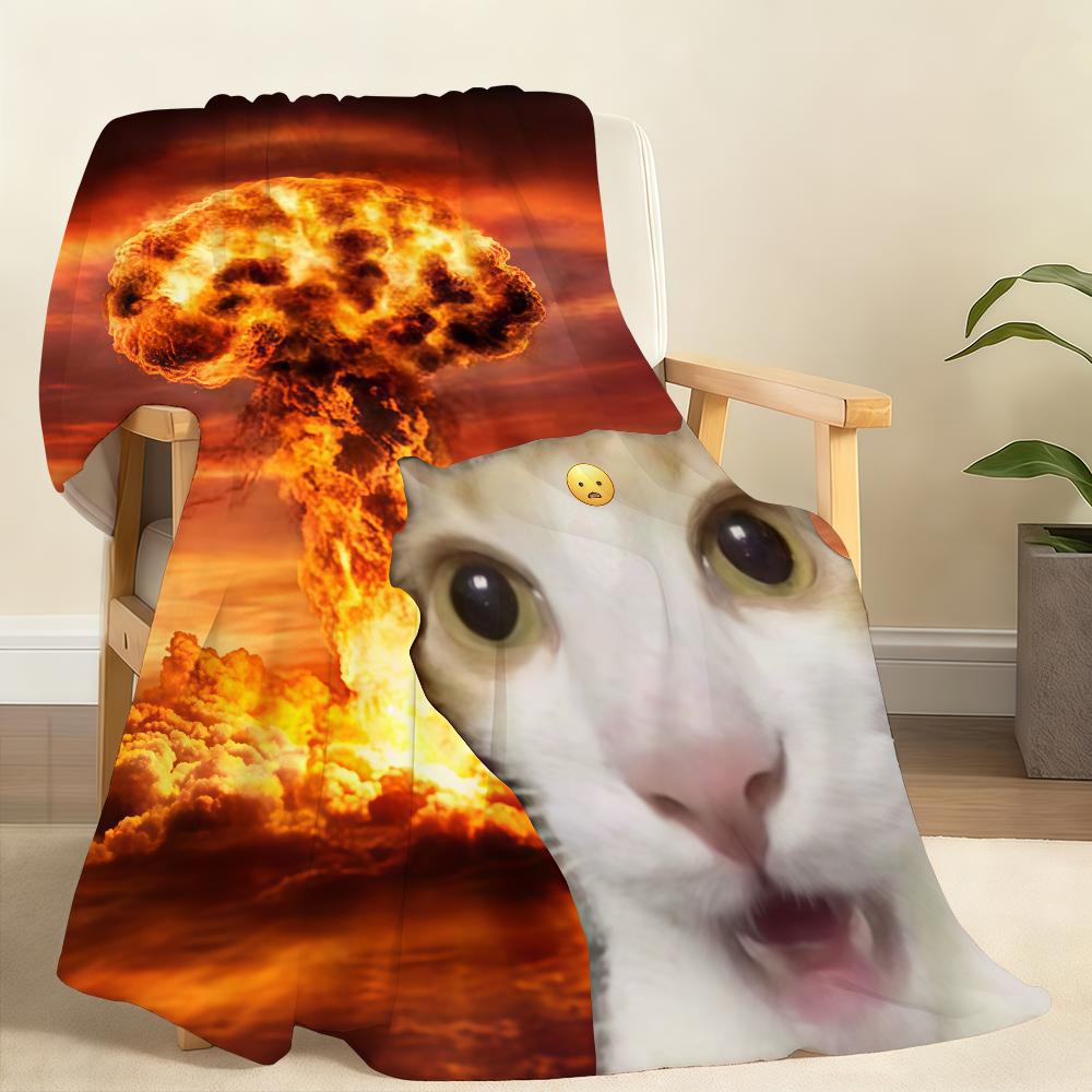 Cat Funny Blanket Soft Throw Blanket for Home Bedroom Bed Sofa Picnic Travel Office Rest Cover Blanket Gift