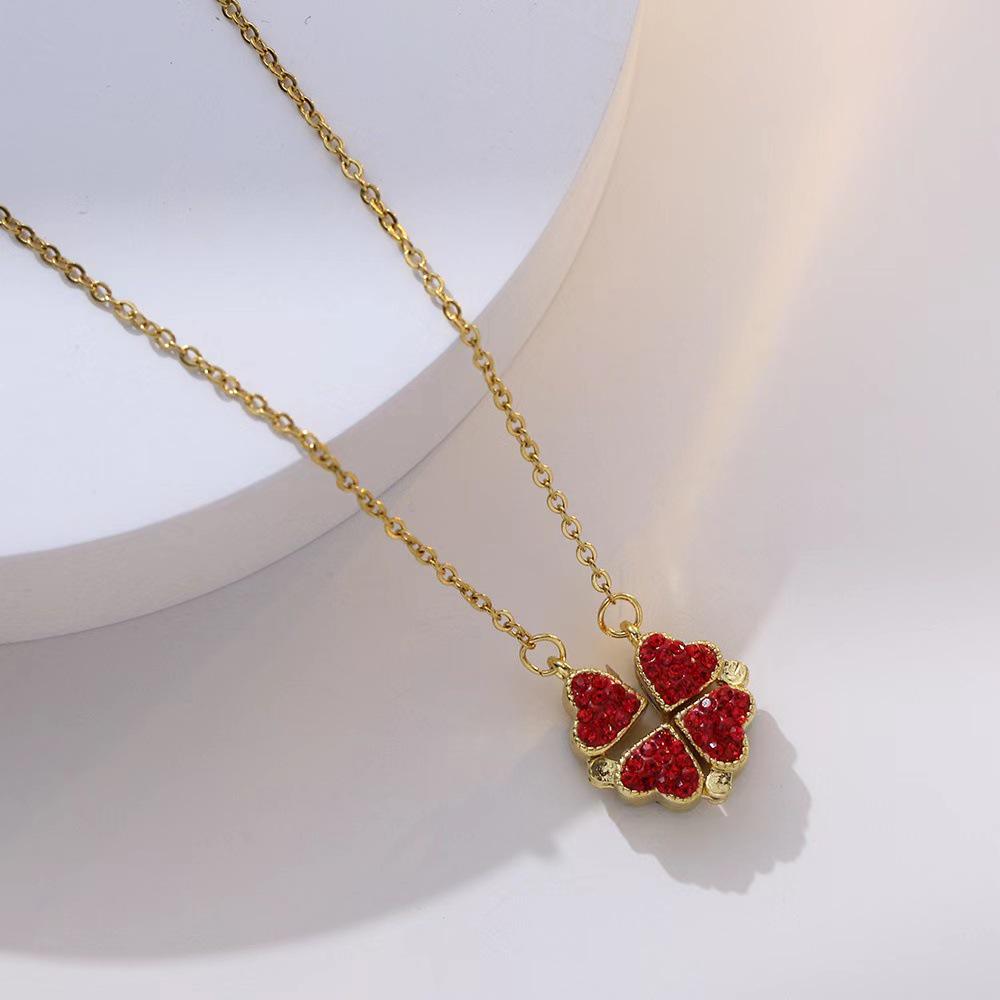 Heart-to-Heart Openable Four-Leaf Clover Necklace - High-End Light Luxury Clavicle Chain