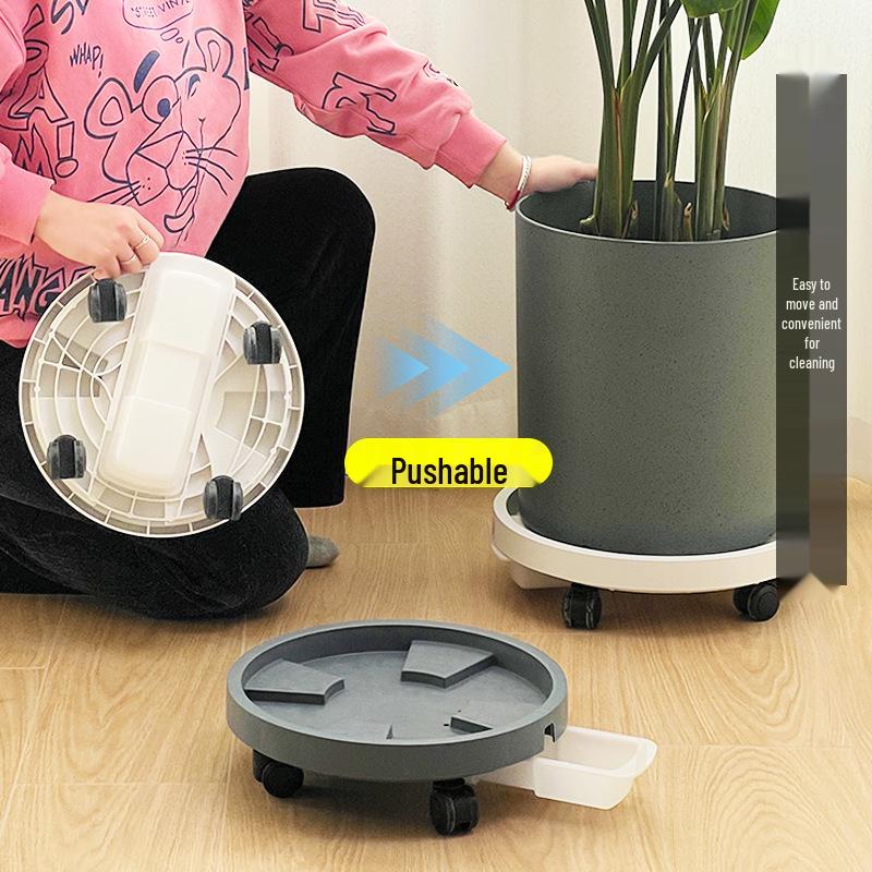 Large Rolling Flower Pot Base with Thickened Plastic Tray and Universal Wheels