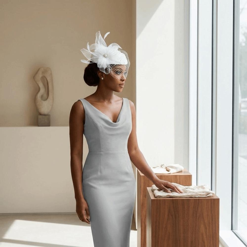 Polka Dot Veil Bridal Beret Elegant Style Head Wrap Pearl Feather Mesh Fascinator Hat Banquet