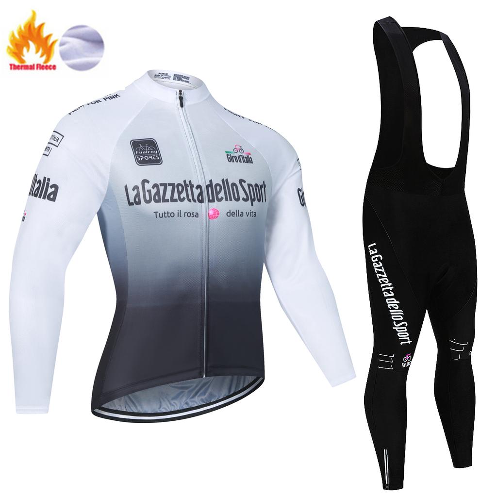 Winter Fleece Men's Cycling Jersey Sets Tour De Italy D'ITALIA Mountian Bicycle Clothes Wear Bike Clothing New Team Cycling Suit