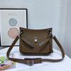 Lychee pattern 28CM gypsy women's bag first layer cowhide canvas messenger bag