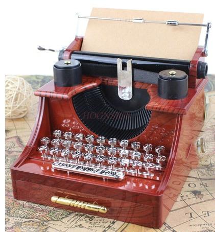 Vintage Imitation Wooden Music Box Eight-Tone Box Birthday Gift Girls Give Mother Children'S Typewriter Creative Gift