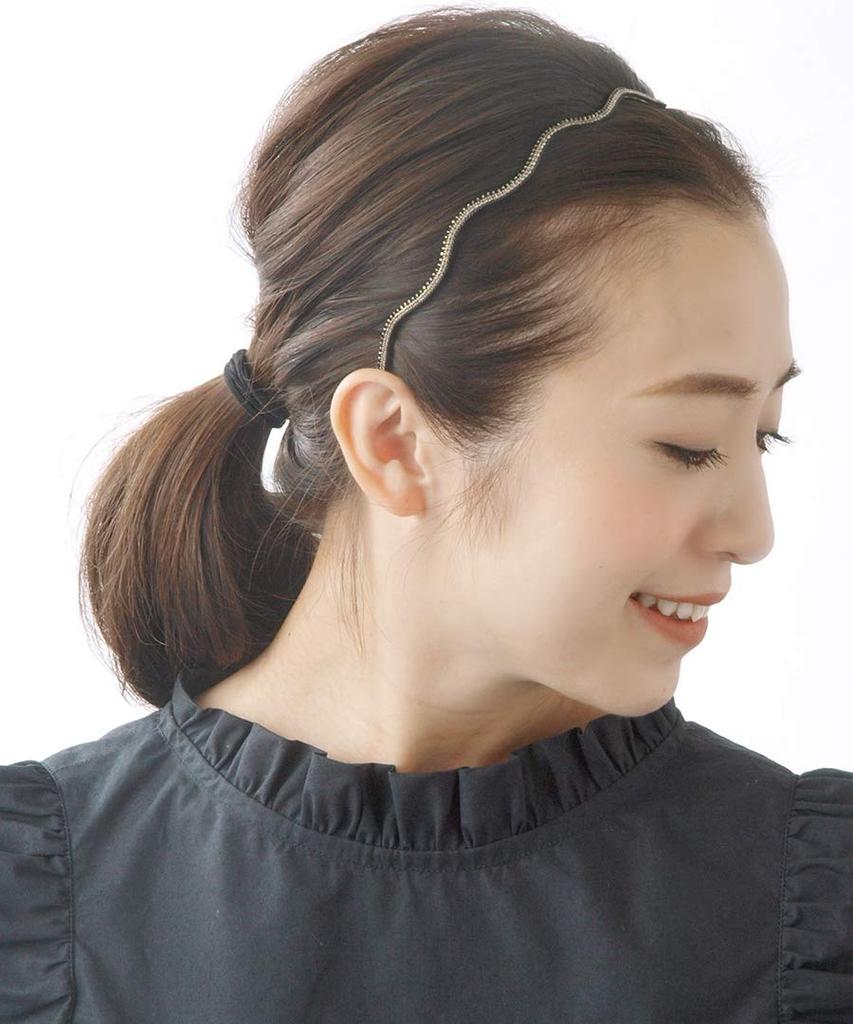 Kobe VINGTAINE Colored Beaded Wave Thin Wedding Hair Black Headband, Simple, Everyday, Accessory, HK-199-BK,