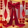Extra Large Red Velvet Bow Red Velvet Bow Tie Christmas Decoration with Golden Metallic Thread Tree Garland Holiday Decor