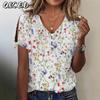 Women's Fashion Casual Short Sleeve V Neck Blouses & Shirts