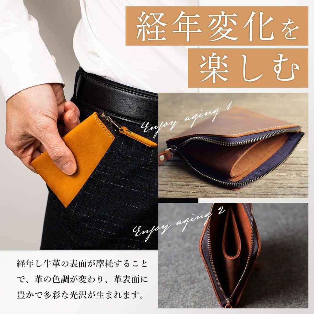Kameto Bag Manufacturing Genuine Leather Coin Compact Leather Changes Texture Over To the Card Coin Purse Co., Ltd. Men's Purse, (The Time) (Soft