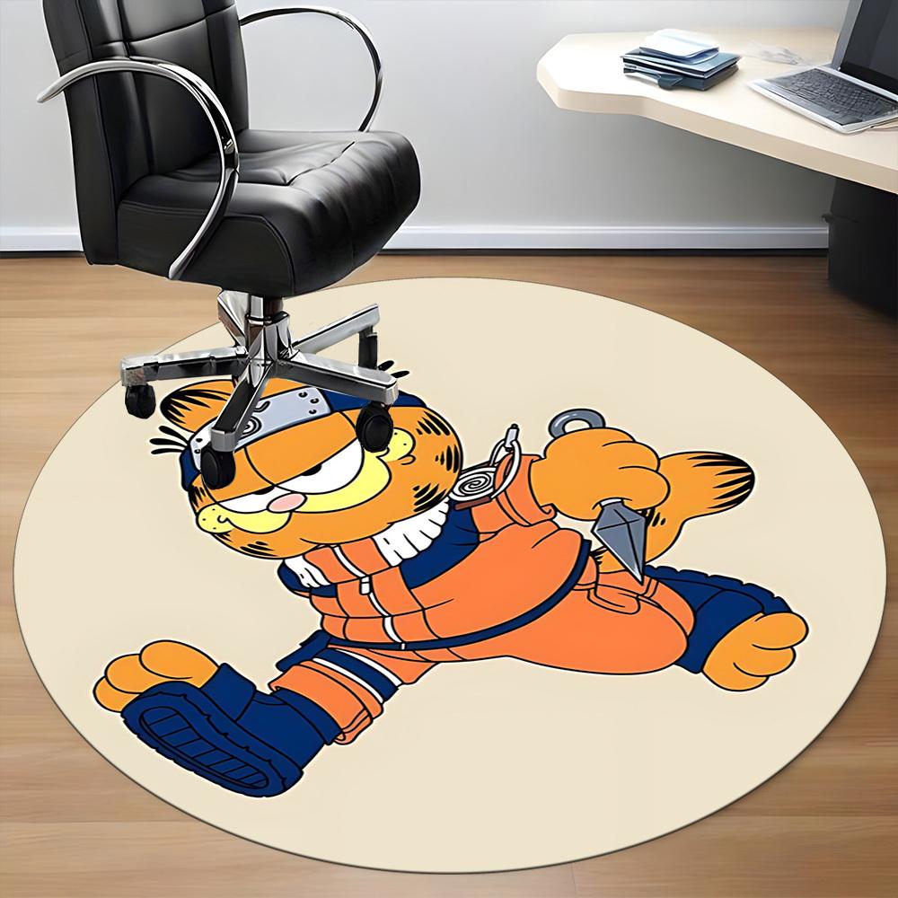 1pc Garfield, Ninja Chair Carpet for Office Non-Slip, Soft & Comfortable, Carpet for Office, Gaming, Lightweight Round Floor Mat Yy251021034