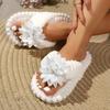 Home Slippers, Comfortable and Warm Open Toed Soft Plush Shoes, Solid Color Indoor Floor Slippers