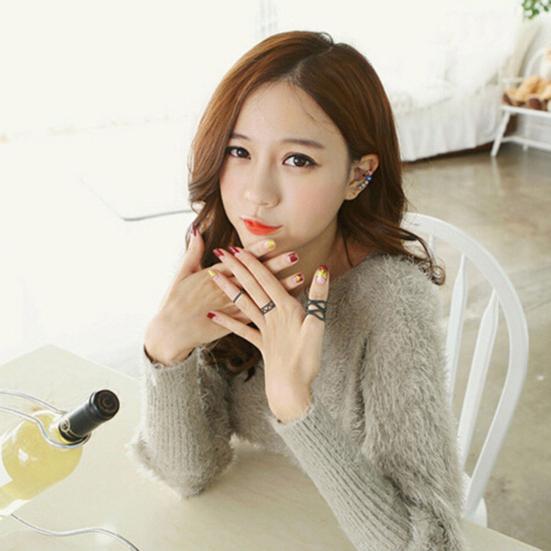 Rings Adjustable Delicate Black Vintage Knuckle Stackable Rings for Party