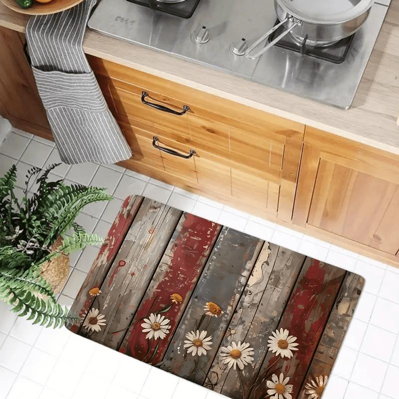 1Pcs Anti Fatigue Kitchen Rug  Farmhouse Floral  Waterproof Non-Slip Thick Cushioned Kitchen Mat Heavy Duty Comfort Standing Mat for Kitchen