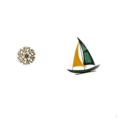 Rustic Scenic Metal Wall Art And Iron Sailboat Sculpture Tabletop Ornament for Office Living Room