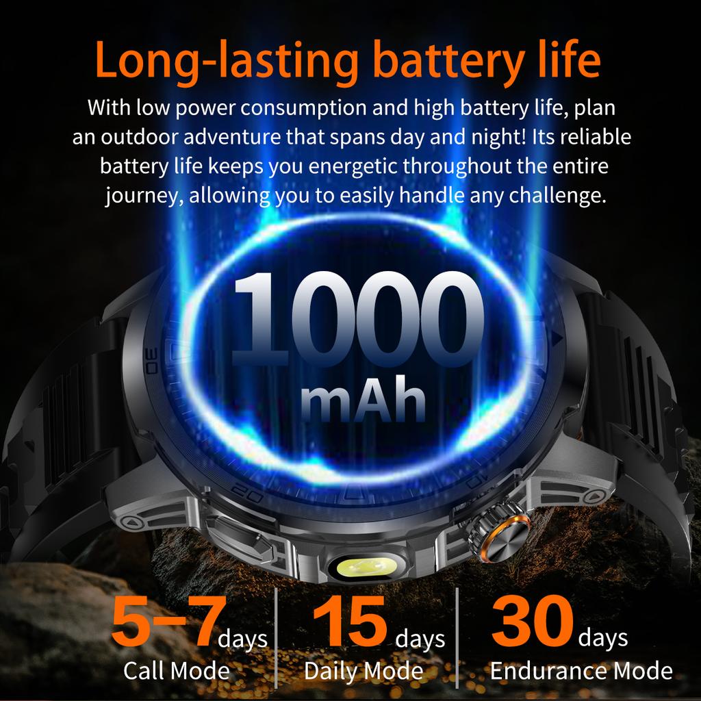 2026 Nou  Aventură în Aer Liber  Baterie Mare de 1000mAh  Ceas Inteligent de 1,85"  Impermeabil 10ATM  Apel Vocal  Sport  Bărbați  GPS  Brățară Fitness