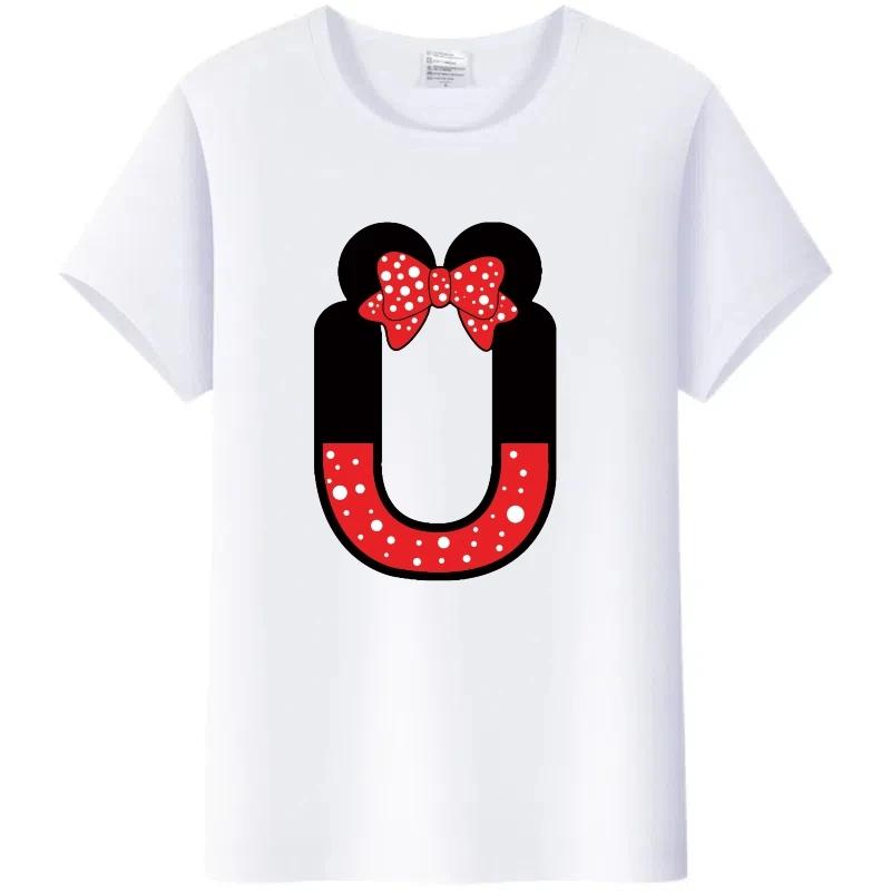 Fashion Blouses Letters Cartoon Mickey Mouse Minnie Printed Family T-Shirts Tshirt Harajuku 90S Top Gift Unisex