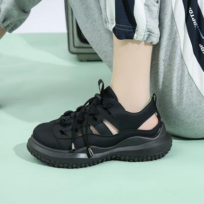College Style Bag Head Roman Sandals Women 2025 Summer New Single Shoes Platform Small Leather Shoes Internet Celebrity Beach Hole Shoes