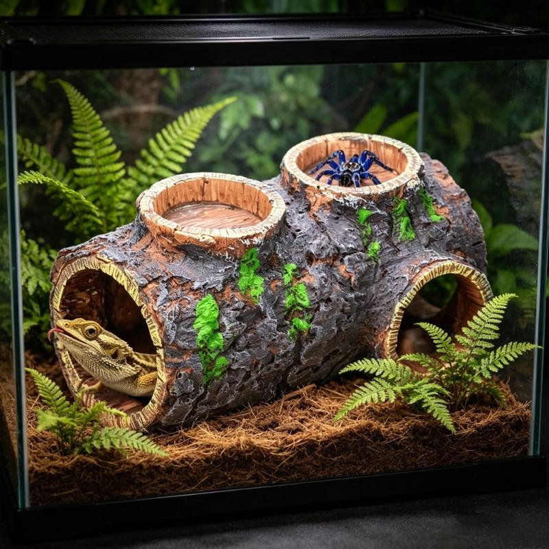 Realistic Reptiles Cave Hide Box Safe Comfortable Shelter Waterer and Feeders For Geckos Turtles And Amphibians