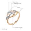 Wbmqda Unique Feather Shape Ring For Women 585 Rose Gold Silver Color Natural Zircon Setting Luxury Crystal Flower Jewelry