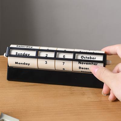1 stuks Creatieve Eeuwigdurende Kalender Roterend Wiel Bureaukalender Metalen Frame Huis Kantoor Bureau Decoratie Ornament