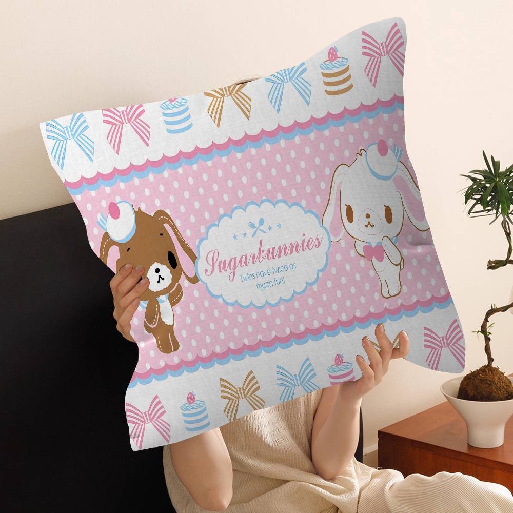 S-Sugarbunnies Office Cushion Pillowcase Car Cushion Cover45X45CM Lumbar Pillowcase Sofa Pillowcover