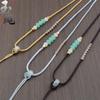Handwoven Adjustable Jade Pendant Lanyard Necklace - Thin Gold Rope Style