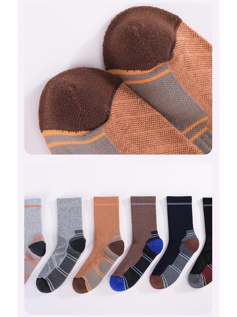 Men's & Women's Merino Wool Sports Socks – Warm, Breathable, Deodorant, Mid-Calf Hiking Socks with Thick Terry.
