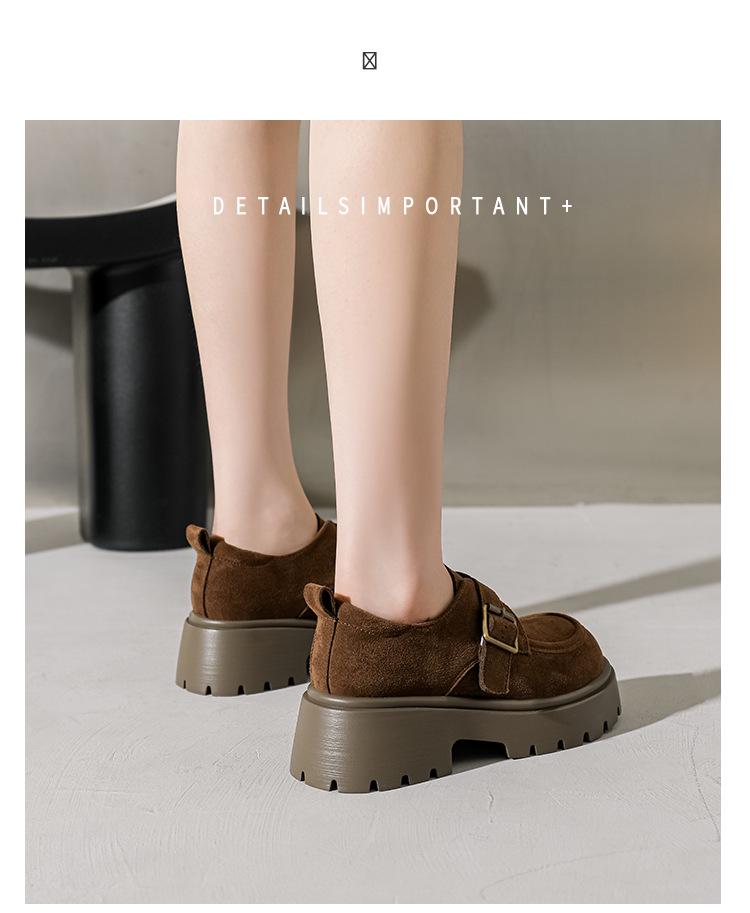 2025 Spring Women's Thick-Soled Suede Retro Loafers - Slip-on British Style