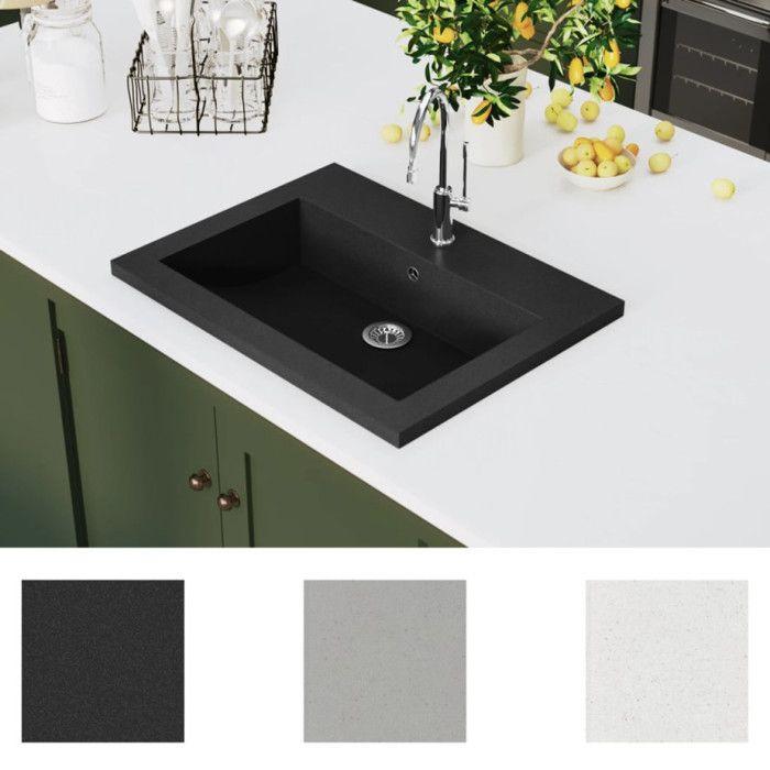 VidaXL Lavabo en Granit 600x450x120 mm Noir Vasque à Poser Salle de Bain 142962