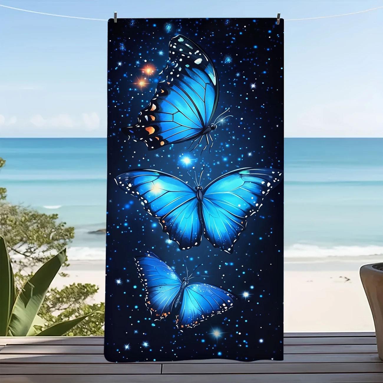 

Starry night pattern beach towel, sun protection and windproof, suitable for swimming pool camping travel blanket W40*H60(CM)