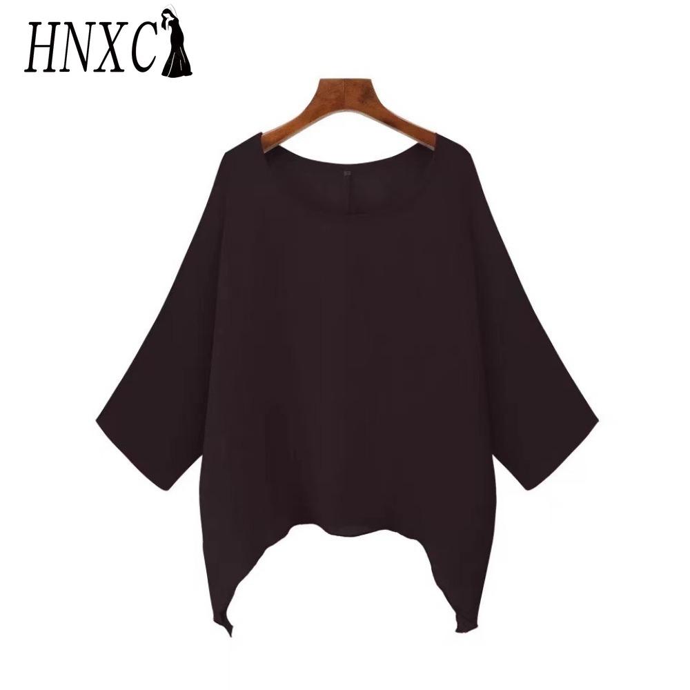 HNXC Dame Mote Casual Ensfarget Trykk O-hals Bluser & Skjorter