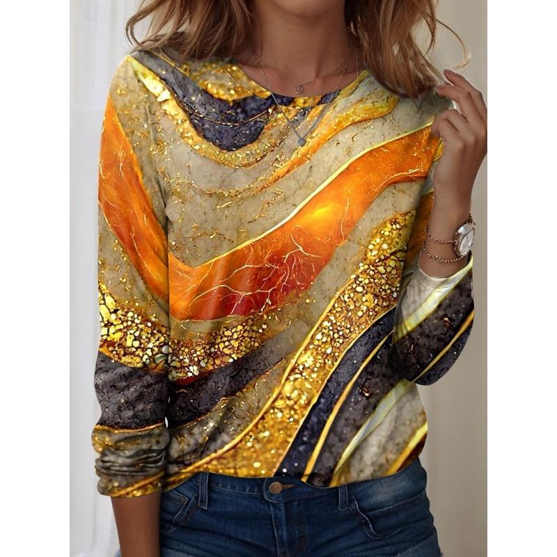 

Women s T shirt Long Sleeve Crew Neck Long Sleeve Tunic Vintage Stylish Modern Round Neck Regular Tops S