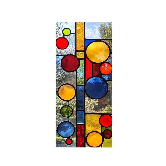 

Geometric Pattern Window Film Stained Glass Style Static Cling Privacy Film Waterproof Removable Window Privacy Film for Bathroom Bedroom Kitchen A